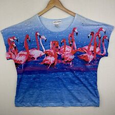 Camisa feminina Cathy Daniels flamingo rosa 2XL lantejoulas azul oceano tema água em excelente estado usado, usado comprar usado  Enviando para Brazil