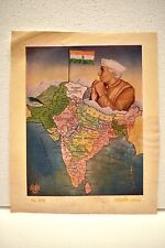 Usado, Vintage Jeune Inde Carte Jawaharlal Nehru Lithographie Print 1St Prime Minister comprar usado  Enviando para Brazil