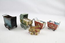 Used, Dolls House Tinplate Vintage Prams / Pushchairs Made In England Inc Baby x 5 for sale  Shipping to South Africa