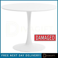 **DAMAGED** 80CM WHITE ROUND PEDESTAL DINING TABLE KITCHEN LIVING ROOM COFFEE for sale  Shipping to South Africa