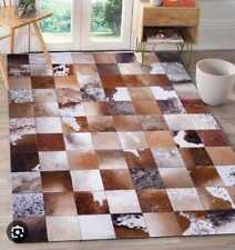 Leather Carpet Hand Woven Patchwork Decorative Rug Hair Animal Hide Area Rugs for sale  Shipping to South Africa