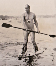 EARLY PADDLE BOARDS ELBE HAMBURG PRESS PHOTOGRAPH PORTRAIT   1933 WATER SKI, used for sale  Shipping to South Africa
