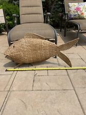 Used, VTG  Estate Rare Wicker Wall Hanging Standing  Bass Fish Handmade Home Decor for sale  Shipping to South Africa