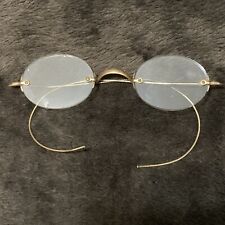 Antiguas gafas de la década de 1890 con borde de alambre gafas lentes ovaladas (¿oro?) Por gris segunda mano  Embacar hacia Argentina