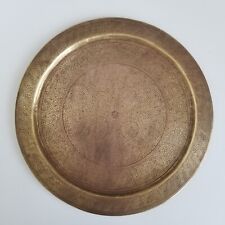 Large Round Brass Tray Ornate Etched Vintage 15" Diameter for sale  Shipping to South Africa