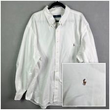 Camisa Ralph Lauren Para Hombres 3XB Blanca Abotonada Oxford Tela Vestido Marrón Poni segunda mano  Embacar hacia Mexico