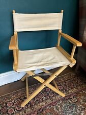 Folding Directors Chair Canvas Hardwood Frame Beige Fabric VGC for sale  Shipping to South Africa