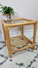 Retro Vintage Side Coffee Table Bamboo Rattan Wicker Glass Top Boho Tiki  for sale  Shipping to South Africa