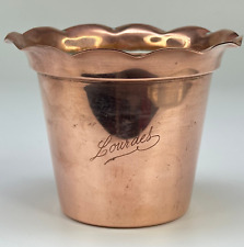 Used, Vintage French Small Fluted Copper Indoor Plant Pot Engraved Lourdes for sale  Shipping to South Africa