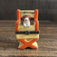 Vintage Porcelain Hinged Trinket Box Director Chair With Dog for sale  Shipping to South Africa