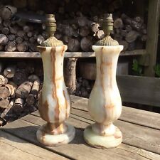 Old Vintage Large Heavy Pair Of Balustrade Onyx Marble  Table Lamps 13” Tall for sale  Shipping to South Africa