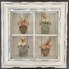 Window Pane Enclosed Shadow Box Flowers Vases Shabby Chic Cottage Farmhouse for sale  Shipping to South Africa