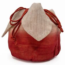 Bolsa redonda vintage natural tingida de linho bruto Kinchaku para quimono Kitsuke: 22 de setembro a G comprar usado  Enviando para Brazil