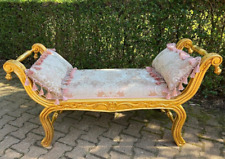 Beleza dourada: banco/banquinho estilo francês Luís XVI dos anos 90 em damasco rosa comprar usado  Enviando para Brazil