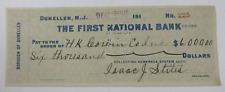 Antigo 1916 Cheque Cancelado DUNELLEN, NOVA JERSEY Primeiro Banco Nacional Vintage comprar usado  Enviando para Brazil