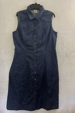 Anne Klein Button Up Maxi Dress Womans XL Denim Blue Sleeveless Midi Collared for sale  Shipping to South Africa