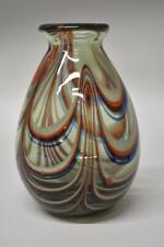 D. Labino Art Glass Vase Green, w/ Red and Blue Pulled Loops, Signed, Dated 1967, used for sale  Shipping to South Africa