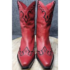 BOTAS WESTERN FEMININAS COLDWATER CREEK COURO BOHO VERMELHO/PRETO TAMANHO 7 comprar usado  Enviando para Brazil