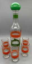MCM listra verde laranja 1 garrafa decantador e 5 copos conjunto de utensílios de bar Itália anos 60 comprar usado  Enviando para Brazil