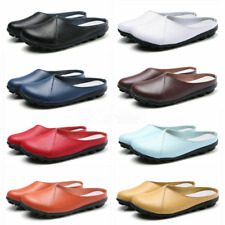 Sapatos femininos de couro sem encosto mules slides parte superior baixa lazer sólido comprar usado  Enviando para Brazil
