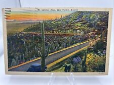 Mt. Lemmon Road Tucson Arizona Vintage Linen Postcard Cactus Landscape Mailed, used for sale  Shipping to South Africa