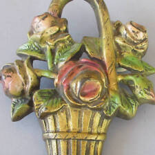 Antique Cast Iron 8" Door Stop Golden BASKET of Pink ROSES * Original Paint for sale  Shipping to South Africa