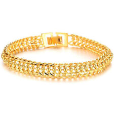 Usado, Pulseira feminina da moda folheada a ouro amarelo 18K esculpida pulseira de elos de pulso 7,5" comprar usado  Enviando para Brazil