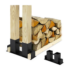 houtopslag diy - brandhout opslag - set van 2 stuks - stapelhulp - staal - zwart tweedehands  Nederland