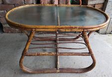 Vintage Mid Century Oval Bamboo, Cane and Glass Table, Coffee, Side Table, used for sale  Shipping to South Africa