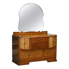 LOVELY VINTAGE ART DECO HAND CARVED OAK DRESSING TABLE WITH MIRROR for sale  Shipping to South Africa