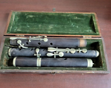 Flauta de madera antigua negra 26" L en caja forrada de terciopelo verde #4239 segunda mano  Embacar hacia Argentina