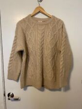 Kerisma Oatmeal Cable-knit Fisherman Pullover Wool Blend Sweater Size S/M, used for sale  Shipping to South Africa