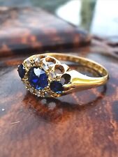 Antique Victorian 18ct GOLD RING. Sapphire & Diamond Cluster, Hallmarked CHESTER, used for sale  WATERLOOVILLE