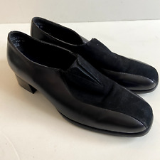 Munro American Shoes Womens 9 WW Low Heels Loafers Leather Black Leather Slip On, used for sale  Shipping to South Africa