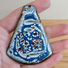 Vintage Copper Enamel Pendant Art Piece Abstract Modernist Psychedelic Blue for sale  Shipping to South Africa