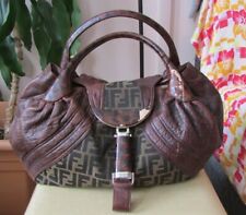 Women's FENDI AE43179 SPY BAG Brown Leather Canvas Handbag  for sale  Brooklyn