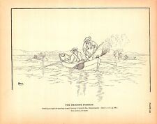 "THE HERRING FISHING" IPSWICH BAY, MASSA. Gravura antiga de pescador 1887 comprar usado  Enviando para Brazil