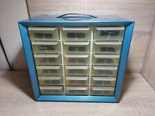 Armário de peças pequenas vintage AKRO-MILS azul metal com 18 gavetas - Caixa, usado comprar usado  Enviando para Brazil