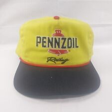 Chapéu de corrida vintage Pennzoil corda vermelha amarela alça de couro tampa traseira logotipo nascar comprar usado  Enviando para Brazil