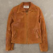 Vintage 70s Structured Leather Jacket S Women's Brown for sale  Shipping to South Africa