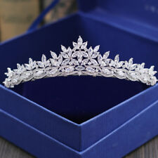 Used, Luxury All CZ Cubic Zirconia Flower Wedding Queen Princess Prom Tiara Crown for sale  Shipping to South Africa