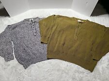 Lot 2XL Austin Kane Knit Sweater Green Gray Henley Button Fisherman Pullover VTG for sale  Shipping to South Africa