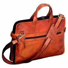 15" Men's Old Classic Goat Leather Vintage Laptop Sleeve Briefcase Bag Satchel for sale  Shipping to South Africa