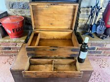 Old Antique Pine Chest, Vintage Wooden Storage Trunk, Blanket Box, Coffee Table. for sale  Shipping to South Africa