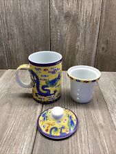 Difusor de 3 piezas de taza de té de cerámica DRAGÓN con temática asiática. Taza, tapa y colador segunda mano  Embacar hacia Argentina