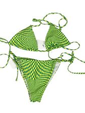 Jasswim the brand women swimwear bikini top and bottom green checker size M, used for sale  Shipping to South Africa