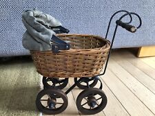 Vintage antique Victorian baby doll carriage stroller buggy wicker steel  for sale  Tiverton