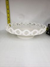 Vintage White Glass  Small Pedastal Fruit Bowl Lace Trim for sale  Shipping to South Africa