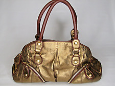 Bolsa satchel Isabella Fiore couro pebbled dourado bordada bolsa de mão comprar usado  Enviando para Brazil