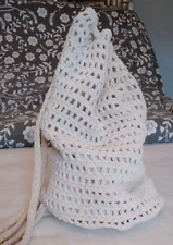Crochet drawstring duffel for sale  OTLEY